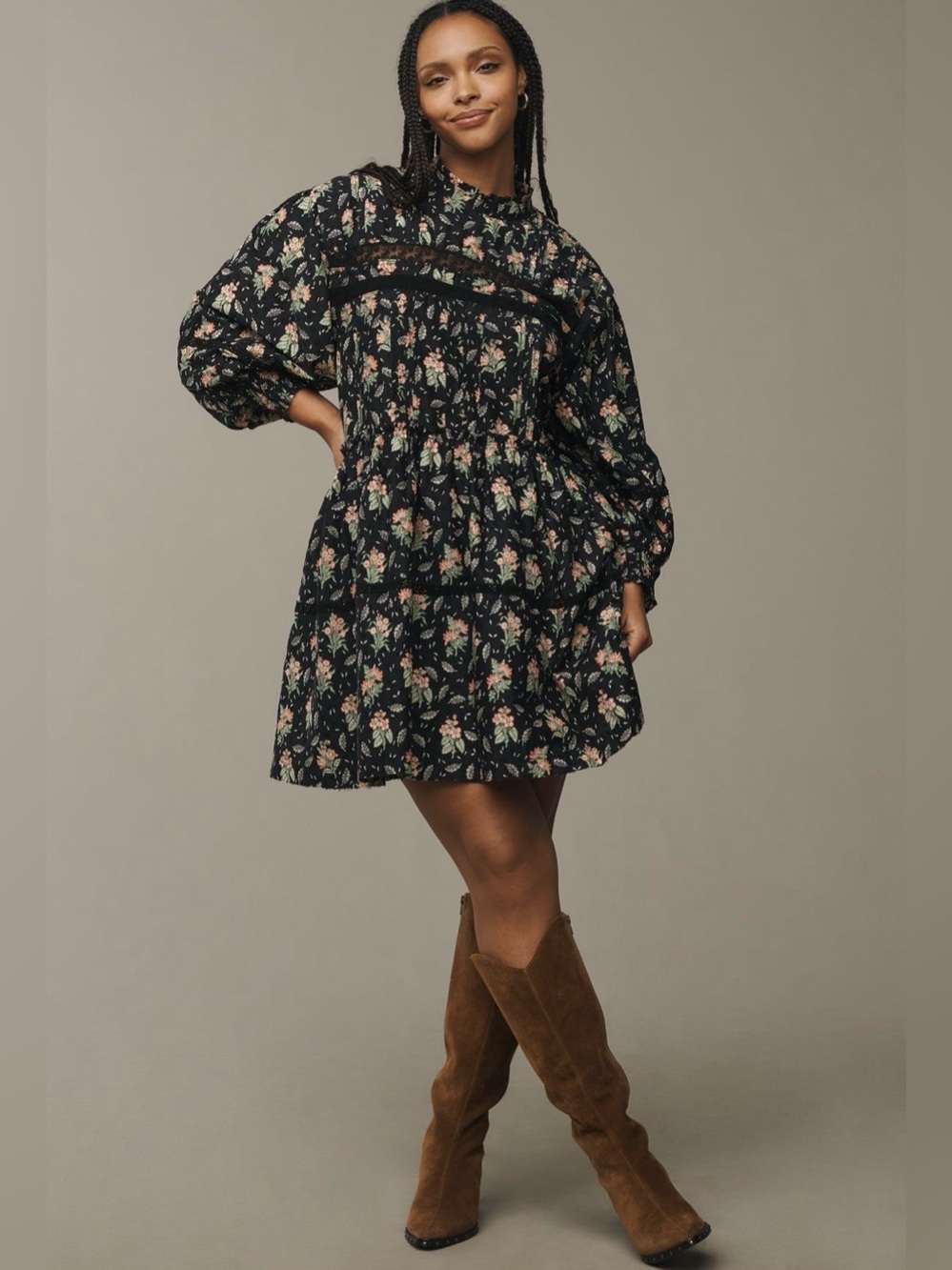 NWT Pilcro Long-Sleeve Mock-Neck Swing Mini Dress size Large - Picture 3 of 14